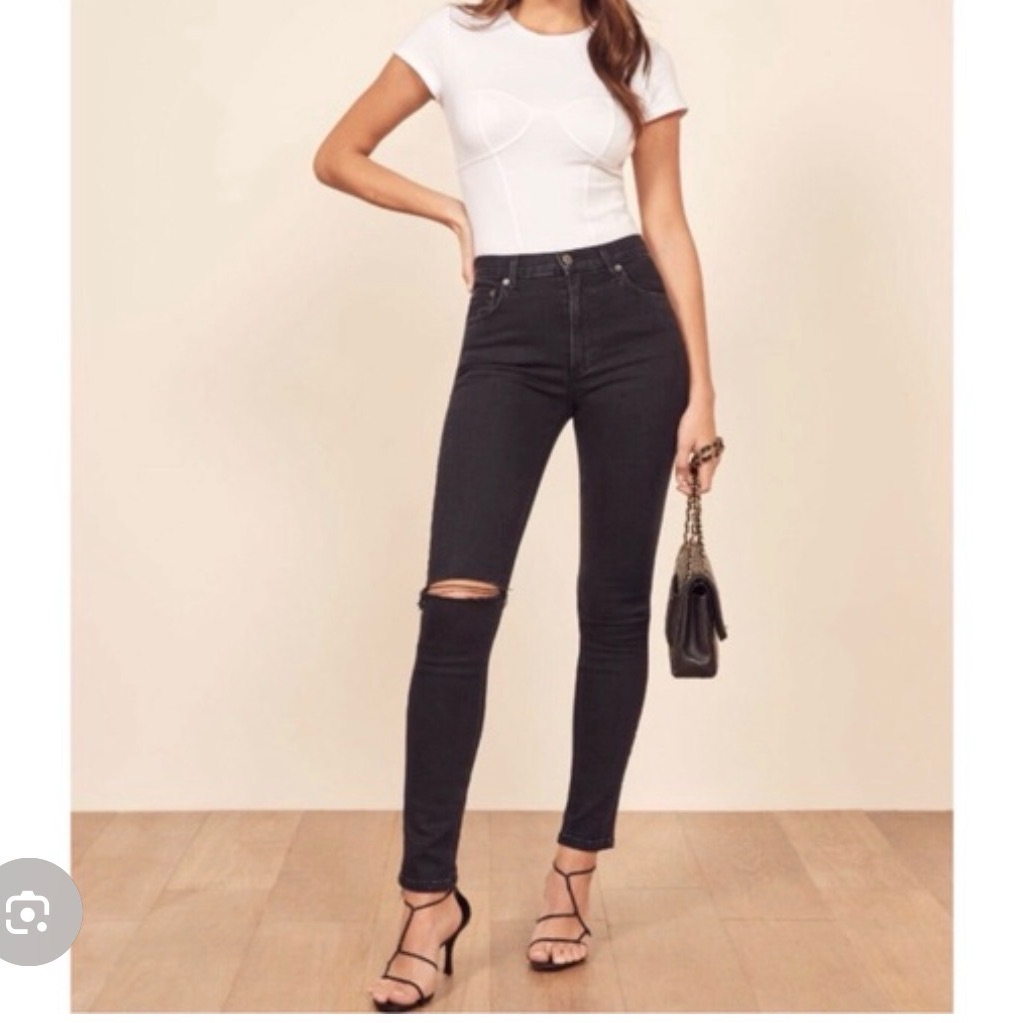 Reformation High  Skinny Jean Faded Black Destroyed 31